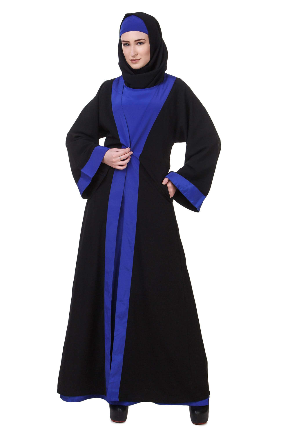 Buy Black ☀ Royal Blue Nida Abaya ...